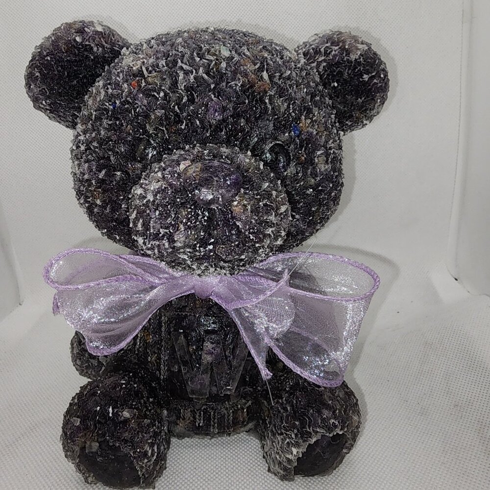 Amethyst Chips in Resin Bear